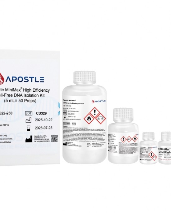 Apostle MiniMax High Efficiency Cell-Free DNA Isolation Kit (5mL x 50 preps, Standard Edition) 